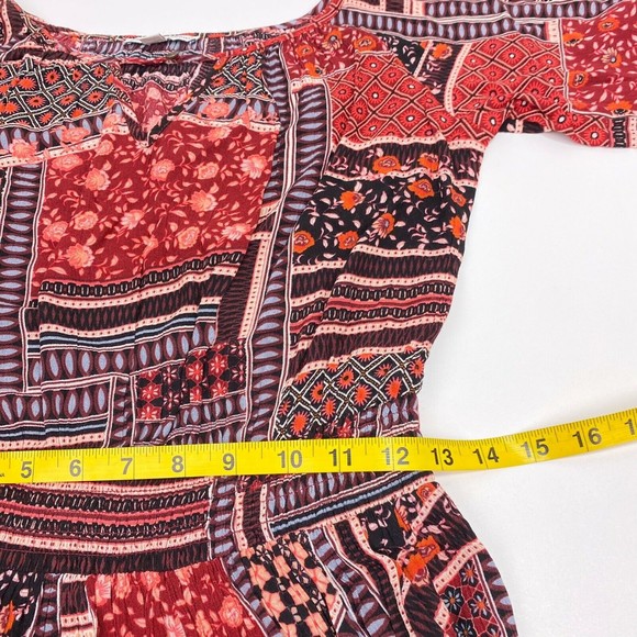 American Eagle Outfitters Cold Shoulder Dress Multicolor Patchwork Boho Medium M - Picture 8 of 11